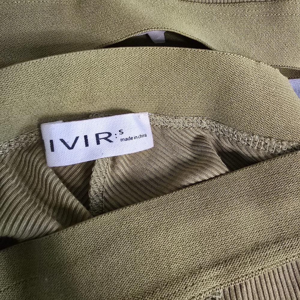 Olive Green Ribbed Bra & Leggings Set | Size Small | Lounge or Workout - Picture 3 of 6